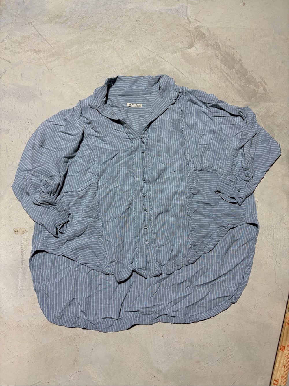 Free people we the free Light Blue Striped Button-Up Shirt x large